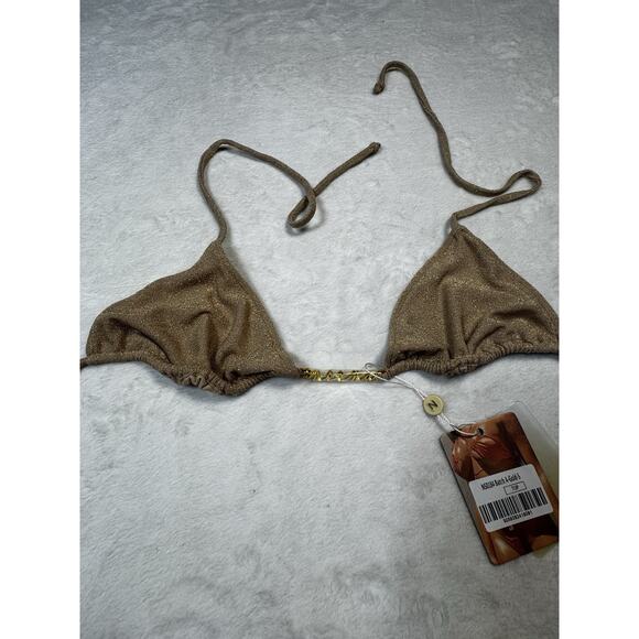 Neena Swim Bikini Set In Sand & Gold Dust Sz Small Resort Wear Cruise Beach - Picture 5 of 7